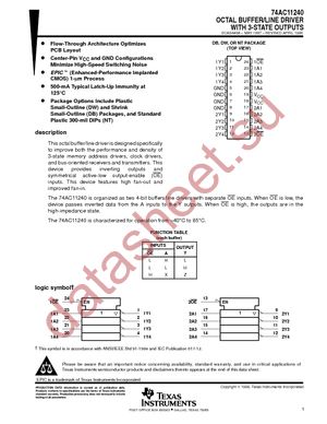 74AC11240PWE4 datasheet  